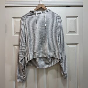 Cute Oversized Gray Striped Hoodie